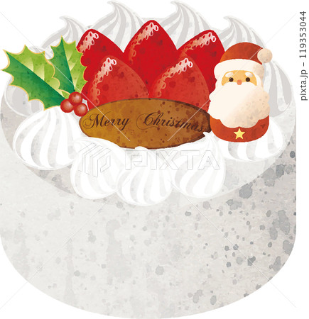 christmas　クリスマスケーキ　クリスマス　水彩　サンタクロース　イラスト素材　 119353044