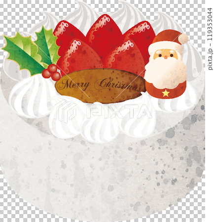 christmas　クリスマスケーキ　クリスマス　水彩　サンタクロース　イラスト素材　 119353044