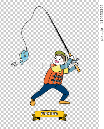 釣りをする少年のイラスト 4C 119353392