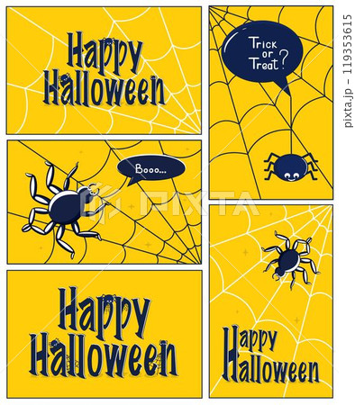 a set of themed postcards for the autumn Halloween holiday.  119353615