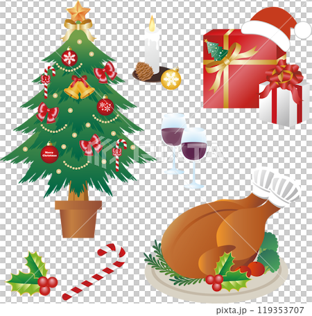 Christmas Christmas roast chicken party cooking chicken illustration material 119353707
