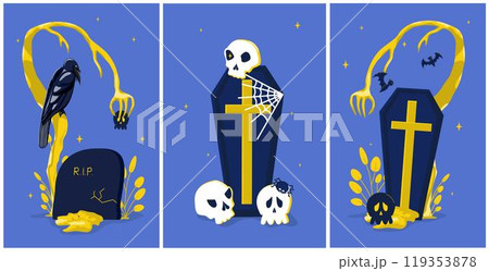 a set of themed postcards for the autumn Halloween holiday. a set of themed postcards for the autumn Halloween holiday. 119353878