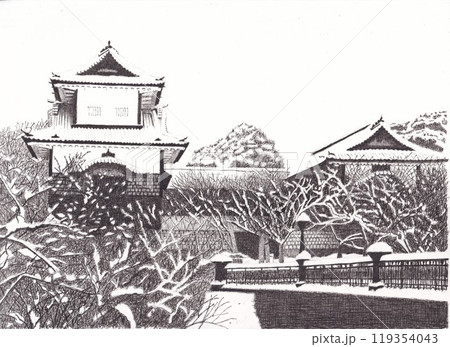 雪の金沢城 119354043