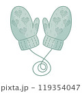 Winter mittens with hearts 119354047