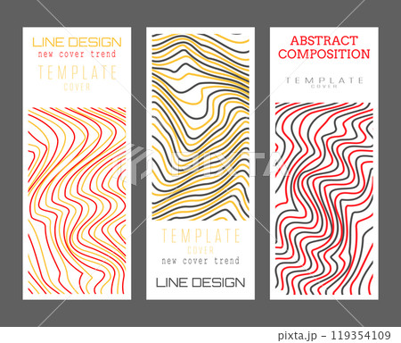Background of wavy lines. Abstract template for the cover, interior, banners, posters, flyers. The idea of product packaging, print and design creativity 119354109