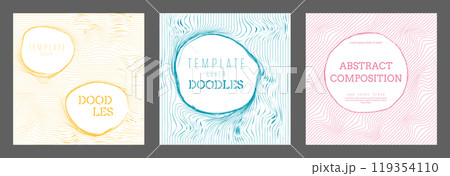 Scribbles. Template for abstract trending covers, banners, posters, brochures, magazines. Modern creative catalog idea, interior and decor design 119354110