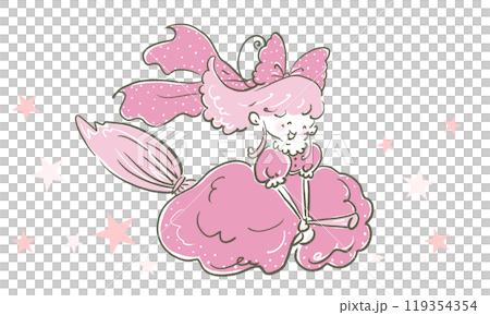 拿著魔法掃帚在天空飛翔的女巫 拿著魔法掃帚在天空飛翔的女巫 119354354