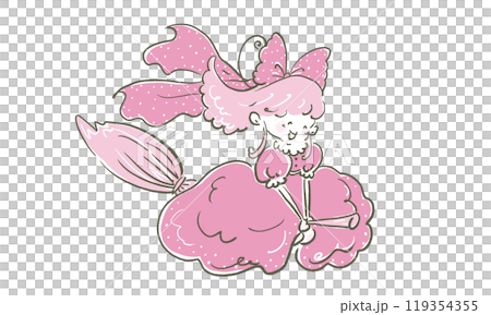 拿著魔法掃帚在天空飛翔的女巫 119354355