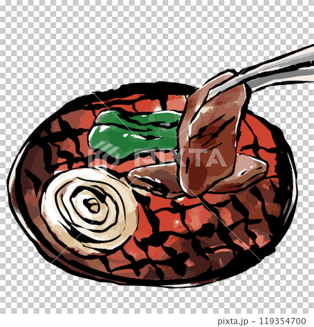 野菜と焼肉　手描きイラスト 119354700