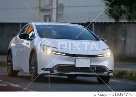 白い国産ハイブリット車 119354770