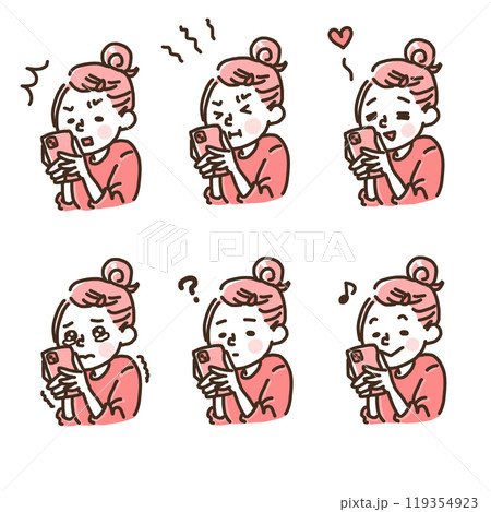 スマホを見ている時の表情（シンプル） 119354923