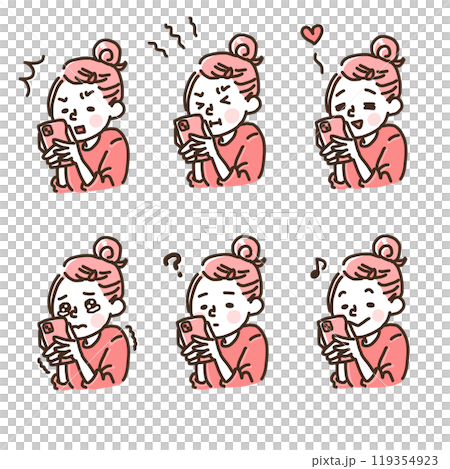 スマホを見ている時の表情（シンプル） 119354923