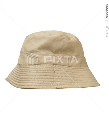 Brown bucket hat isolated on white background. 119354993