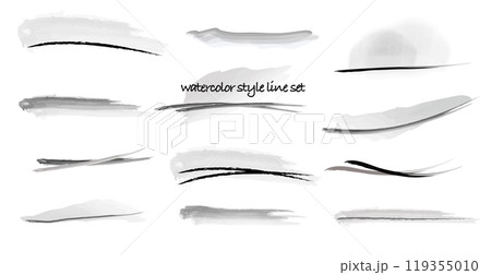 水彩風モノトーンのラインセットのイラスト 119355010