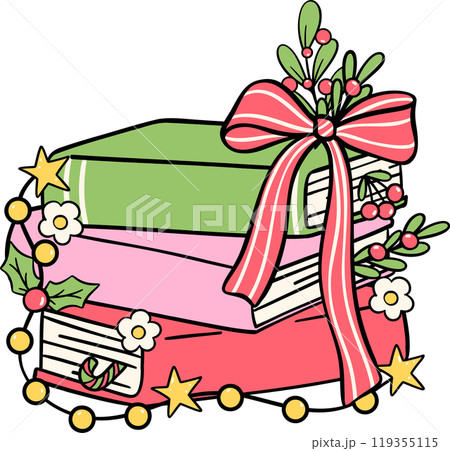 Festively Wrapped Books with Holiday Accents 119355115