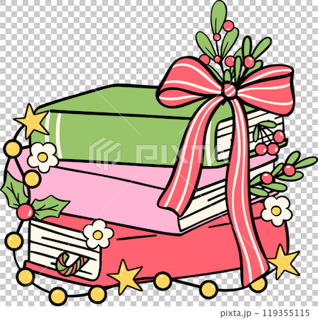 Festively Wrapped Books with Holiday Accents 119355115