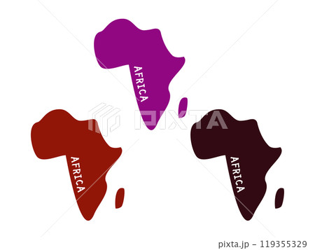 アフリカの簡易地図＿文字入り3色セット 119355329