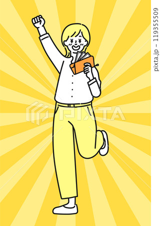 財布を持ってガッツポーズをする女性_2 財布を持ってガッツポーズをする女性_2 119355509