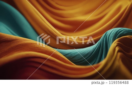 Abstract color fabric cloth waves background. Generative AI 119356488