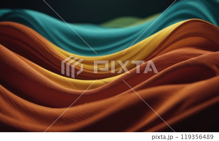 Abstract color fabric cloth waves background. Generative AI 119356489