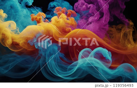 Abstract smoke color waves background. Generative AI 119356493
