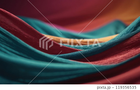 Abstract color fabric cloth waves background. Generative AI 119356535