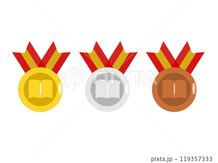 本のアイコンのついたメダル 119357333