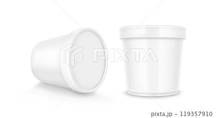 White plastic container for ice cream or yogurt 119357910