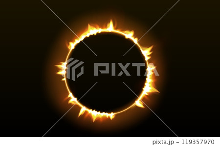 Fire circle frame. Flame spark ring effect vector 119357970