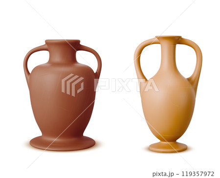 Clay vessel pot. Old ancient pottery vase vector 119357972