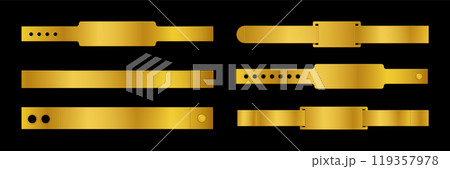 Golden entrance bracelet ticket mockup. 119357978