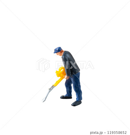 Miniature construction worker isolate on white background with clipping path Miniature construction worker isolate on white background with clipping path 119358652