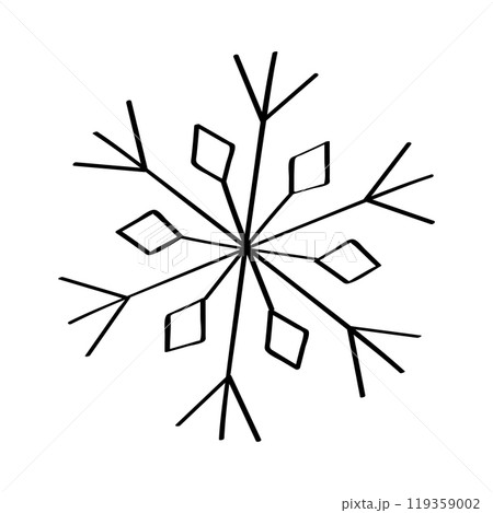 Snowflake doodle style icon for winter design. Vector illustration hand drawn isolated on white background. Snowflake doodle style icon for winter design. Vector illustration hand drawn isolated on white background. 119359002