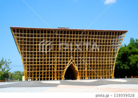 bamboo building Phu Quoc, Vietnam Beautiful morning at Grand World on Phu Quoc island, many colorful house 119359328