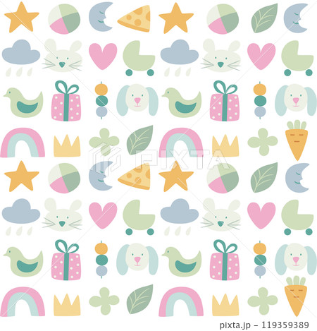 Vector seamless pattern with newborn baby symbols 119359389