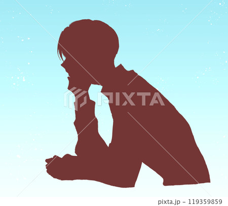 考え事をしている男性　影絵　青空 119359859