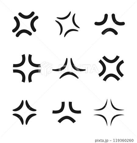Anime anger symbol collection. Angry anime icon set. Vector illustration 119360260