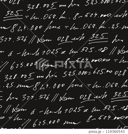 Handwritten abstract text and digits vector seamless pattern 119360543