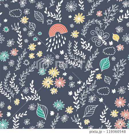 Seamless floral pattern, vector flower background Seamless floral pattern, vector flower background 119360548