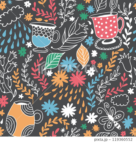 Seamless floral pattern, vector flower illustration 119360552