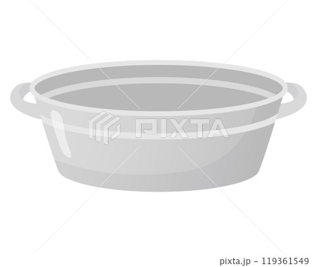 Iron metal galvanized basin flat style illustration. Sauna, bathhouse, farm, kitchen object, design element isolated on white. Vector illustration 119361549