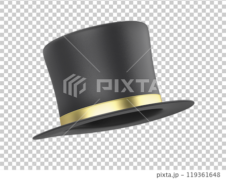 Black top hat with golden ribbon 119361648