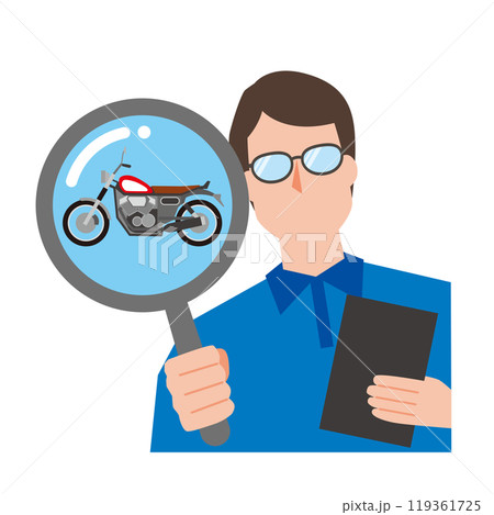 バイクを査定する男性 バイクを査定する男性 119361725