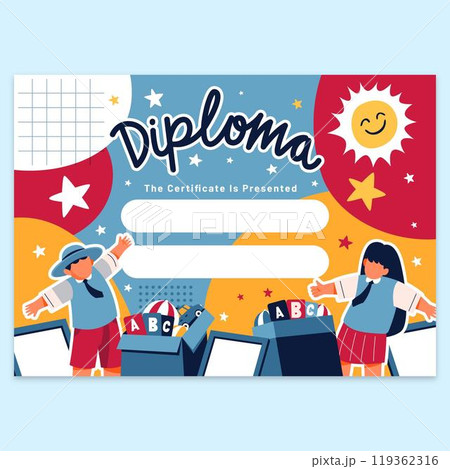 Cute diploma template for kids 119362316