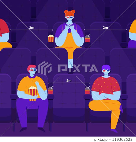 Social distancing in movie theater 119362522