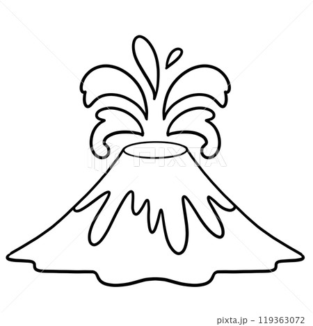 火山噴火のかわいい白黒イラスト 火山噴火のかわいい白黒イラスト 119363072