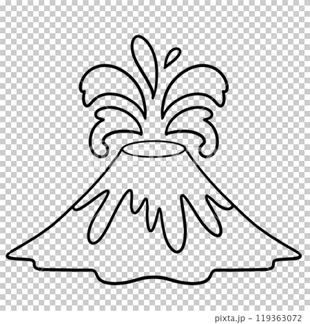 火山噴火のかわいい白黒イラスト 火山噴火のかわいい白黒イラスト 119363072