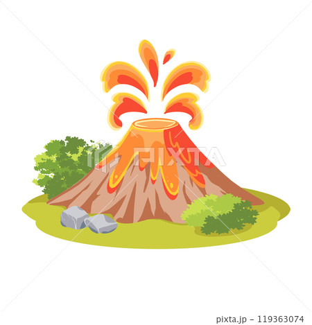 火山噴火のかわいいイラスト 火山噴火のかわいいイラスト 119363074