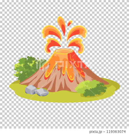 火山爆發的可愛插圖 119363074