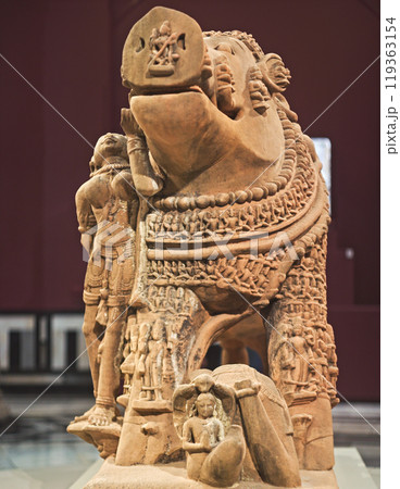 Close-up View On Varaha - Colossal Boar Is Third Incarnation Of Lord Vishnu. Varaha Is Depicted As Boar Or In Anthropomorphic Form, With Boar's Head And Human Body. His Consort, Bhumi Is Generally 119363154